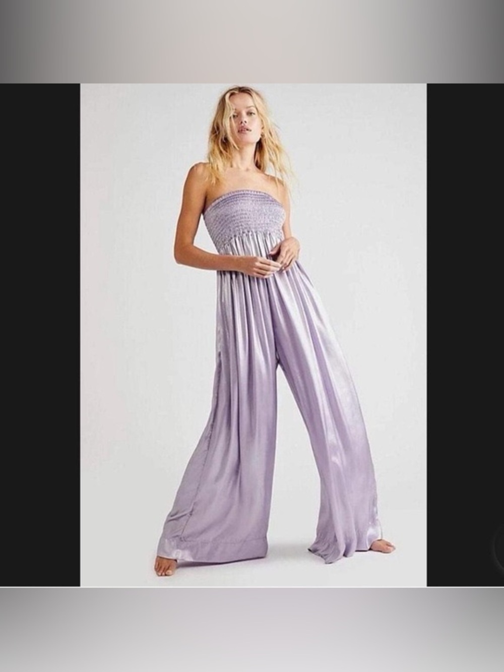Free People Julie One Piece Strapless Jumpsuit Metallic Lilac Purple XS